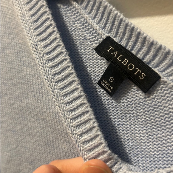 Talbots Light Blue V-Neck Lightweight Sweater with Ribbed hemming, Small - Picture 8 of 8